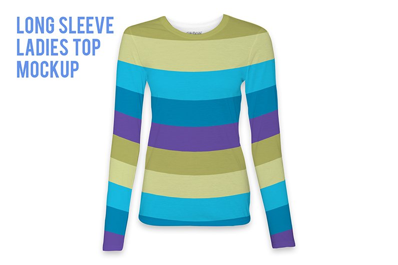 Free Photoshop Product Mockup – Long Sleeve Ladies T-Shirt